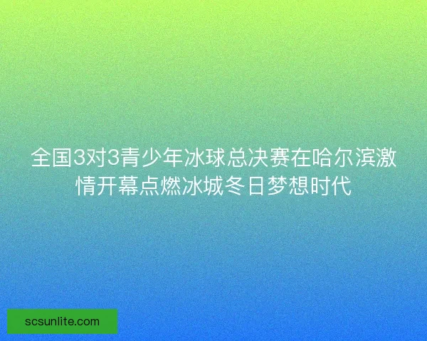 全国3对3青少年冰球总决赛在哈尔滨激情开幕点燃冰城冬日梦想时代